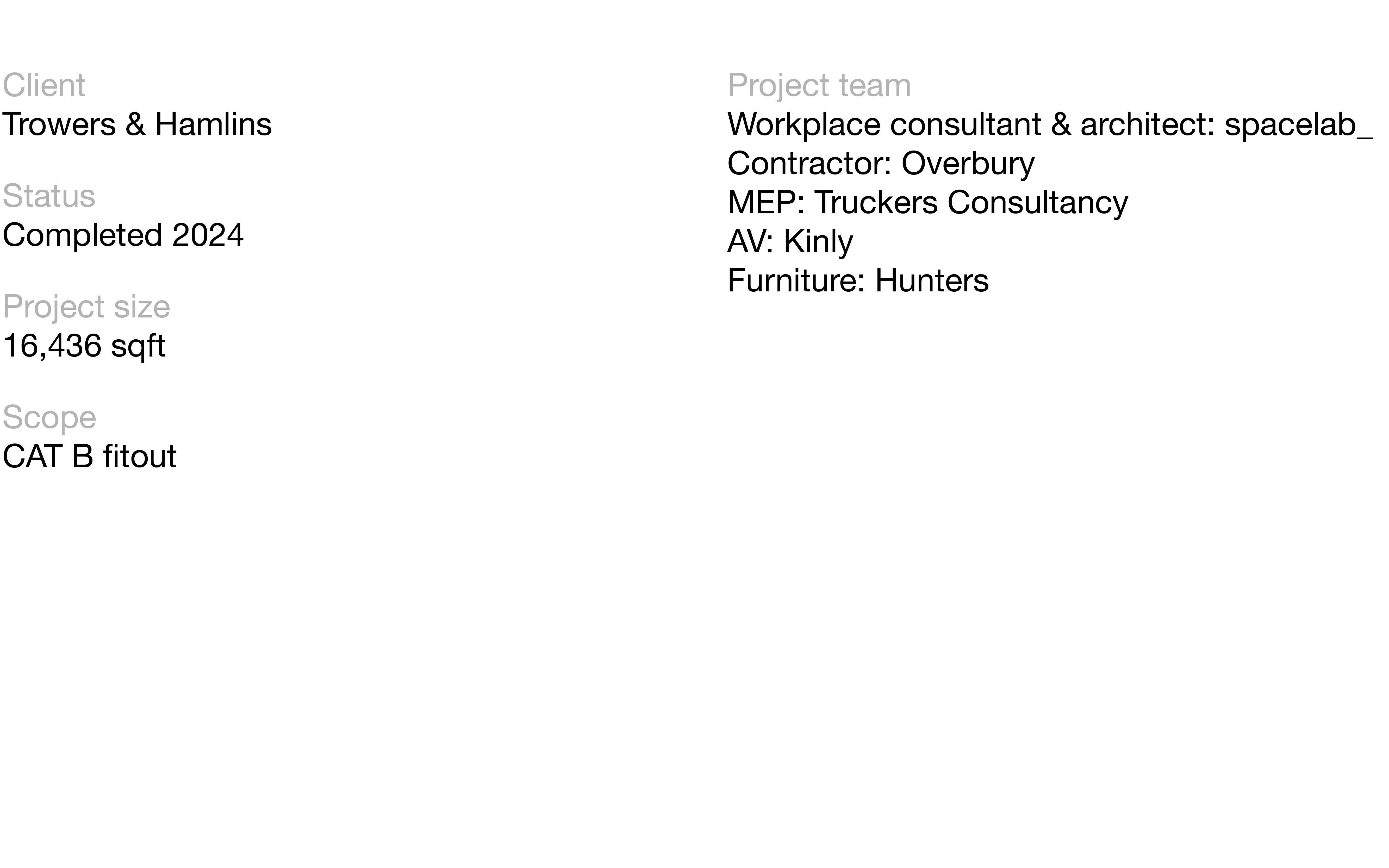 Project Metrics T&H Birmingham